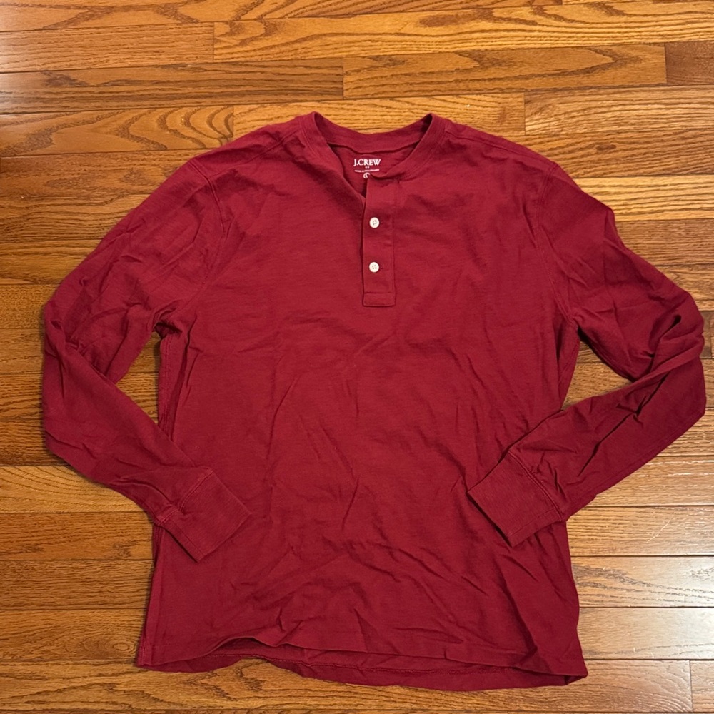 J. Crew Men's Burgundy Long Sleeve Henley